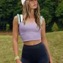 LAMISSCHE Womens Cropped Workout Tank Tops Padded Sports Bra Time Out Tank Ruffle Athletic Yoga Gym Camisole Tops (Purple, XS)