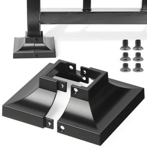 2pcs Post 1.5" Aluminum Deck Post Base Cover, Post Skirt, Handrail, Stair, Porch, Deck Railing Base Brackets Covers (Black)