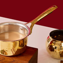 P-TAL Brass Saucepan, 100% Pure Brass Tin-Coated Tea & Milk Pan | Heat-Resistant Handle | Non-Stick & Chemical-Free Cookware 