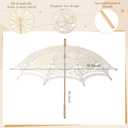 4 Pcs 32'' White Vintage Lace Parasol Umbrella Handheld Folding Fan Set Rhinestones Pearls Necklace Lace Gloves Set for Women Bride Wedding Tea Party Halloween Costume