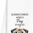 Pack of 2, INDAJEDN Pug Kitchen Towels, Pug Mom Gifts, Decorative Hand & Dish Towels, 16x24 Inch