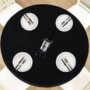 LUSHVIDA Round Waterproof Table Cover Elastic Vinyl Fitted Tablecloth Elastic Edged Plastic Table Cloth (Black, Best for Up to 57"-68" Round)