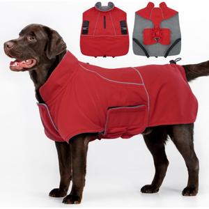 MIGOHI Dog Coat,Dog Jacket Waterproof,Winter Coat Windproof,XXL Fleece Jacket for Dogs Boy Girl,Cold Weather Coats for Dogs Hiking Camping, Golden Retriever, Labrador, Weimaraner, 2XL, Red