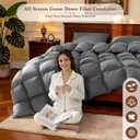Uqocnh Goose Down Comforter, 600 TC Cotton Cover, 850+ Fill Power, All Season Duvet Insert, 3D Baffle Box Construction, Ultra Soft Hotel Luxury Fluffy Comforter (Gray, 89x68 Inches)