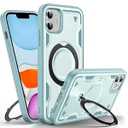 WYUIC Designed for iPhone 11 Magnetic Case, Compatible with Magsafe, 10ft Drop Test Hard Rugged, 360 Rotating Ring Kickstand Heavy Duty Shockproof Protection Phone Case iPhone 11 Cover, Light Blue