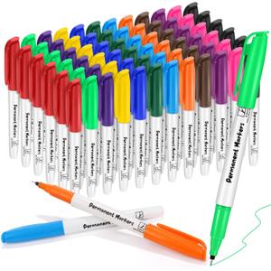 2 x Aodaer 72 Pack Permanent Markers 0.5mm Ultra Fine Point Markers, Waterproof Colored Pens, Quick-drying, Smooth Writing Markers for Home Office School Supplies, Works on Wood, Plastic, Metal