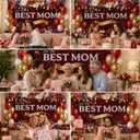 Mothers Day Backdrop 7x5FT Happy Mothers Day Banner with 32.8ft Ribbon, Polyester Floral Mothers Day Banner with 4 Brass Grommets for Mothers Day Party Decorations Photography Background