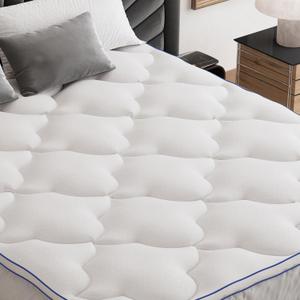 Belffin Pillow Top Mattress Topper Twin Size, Mattress Pad Cover with 8-21 Inch Deep Pocket, Bed Mattress Protector for Back Pain Relief, Soft Breathable Overfilled Down Alternative Filling, White