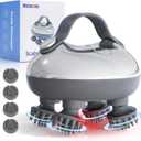 Portable Electric Scalp Massager - Rechargeable IPX7 Waterproof Heated Scalp Massager w/ 100 Kneading Nodes, 3 Speed Modes, 2 Massage Styles, 8 Claws for Scalp/Body Massage & Face Cleaning (Silver)