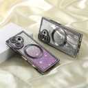 Misscase Magnetic Glitter Case for iPhone 17 6.3 Inch, Camera Protection, Compatible with MagSafe, Rectangle Cute Bling Sparkle Diamond Colorful Phone Cover, Drop-Tested & Shockproof-Purple