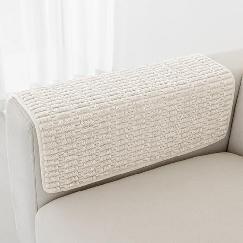 Foxdecor Couch Arm Covers Sofa Arm Covers, Arm Chair Covers , Non-Slip Chair Arm Covers, Arm Rest Cover for Sofa, Armchair Slipcovers Couch Protector (Cream 30x30 inch) 1 PC
