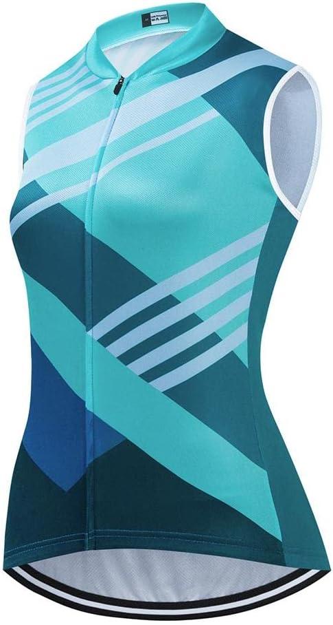 Women's Cycling Jersey Set Sleeveless Bike Shirts Cycling Vest Shorts Bicycle Clothing Short with Gel Padded (Medium, Be13)