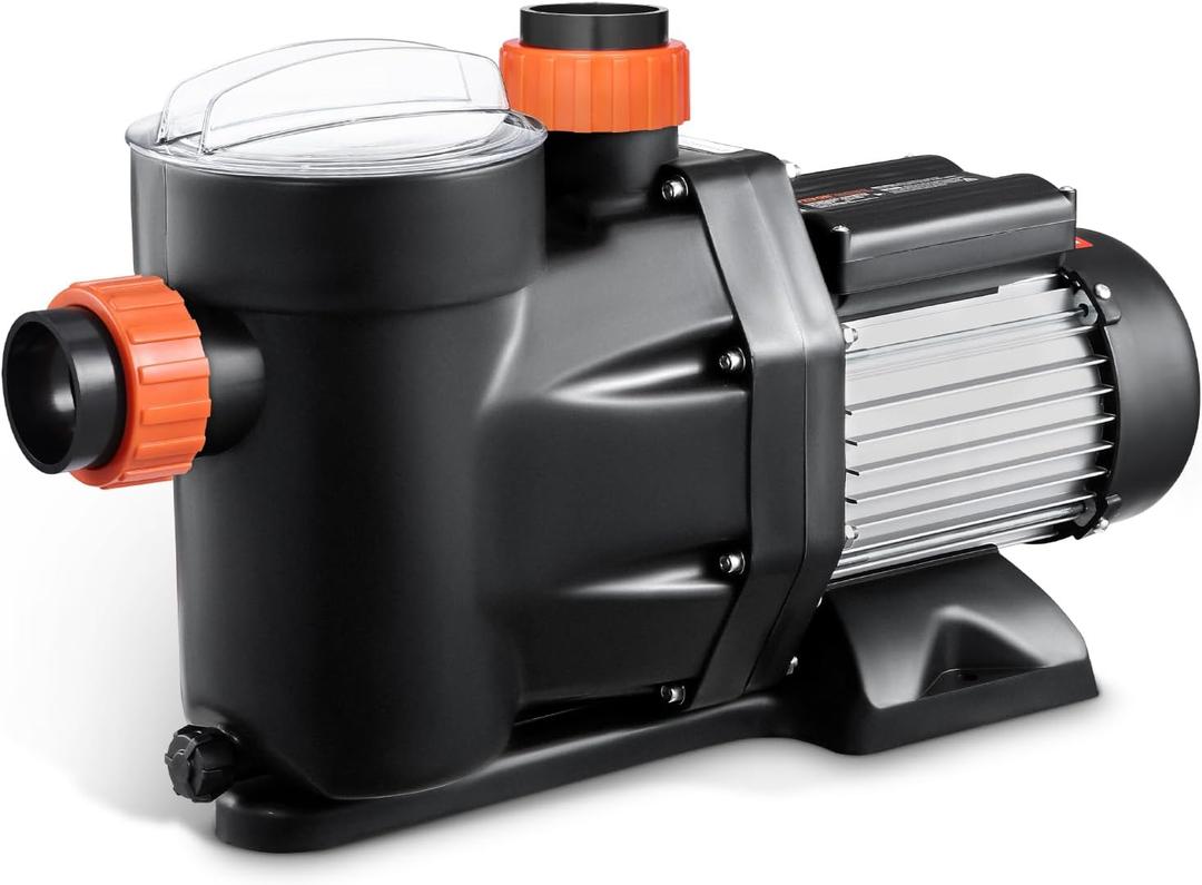 VEVOR Above Ground Pool Pump, 2.5 HP, 148 GPM Max Flow Single Speed Swimming Pool Pump, 220V 3450 RPM 62 ft Max Head Lift with PP Shell Strainer Basket, 122F Max Water Temperature, for Hot Tubs Spas