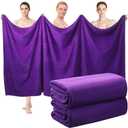 Mixweer 2 Pcs Oversized Bath Towels, 40 x 80 Inch Giant Microfiber Jumbo Bath Sheets Ultra Soft Bathroom Microfiber Quick Dry Absorbent Shower Towels for Spa Camping Beach (Dark Purple)