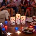 LUSHARBOR 4th of July Flameless Candles with Remote, 3 Pack Patriotic Candles Battery Operated with Star Decor, Wax LED Electric Candles Centerpiece for Home Party Patriotic Holiday Decor