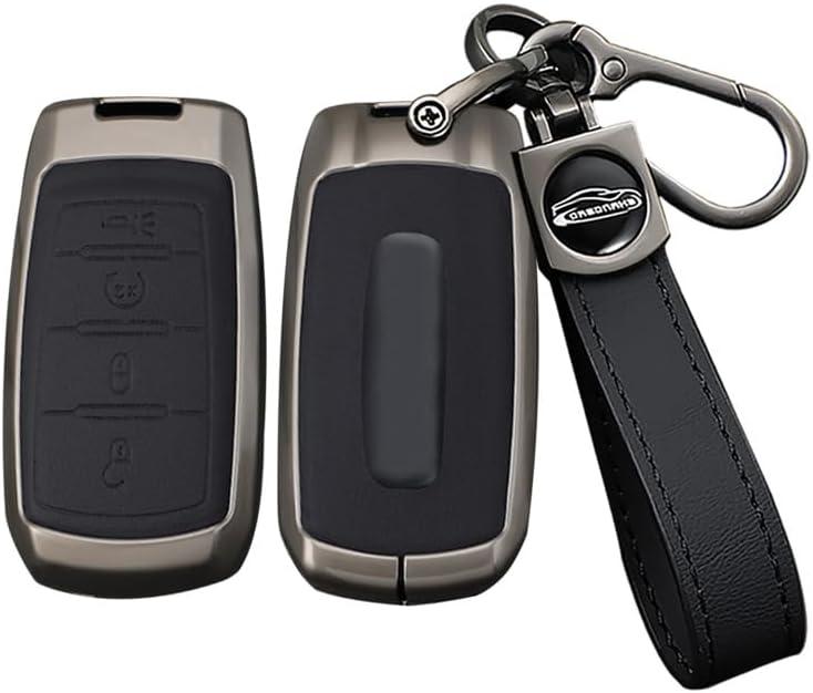 ontto Car Key Cover Case Fit for Dodge Ram 1500 2500 3500 4500 5500 2019-up,Metal Frame Key Fob Shell Leather Key Skin Fit for Ram Truck,Stylish Vehicle Key Protector,4-Button-Black