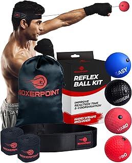Boxing Reflex Ball for Adults and Kids - React Reflex Balls on String with Headband, Carry Bag and Hand Wraps - Improve Hand Eye Coordination, Punching Speed, Fight Reaction