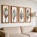 3D Wooden Framed Floral Wall Art 16 inch Ready-to-Hang Set Stylish Painting for Bathroom Living Room Kitchen Boho Botanical Farmhouse Decorations Gift Idea