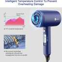 Slopehill Professional Ionic Hair Dryer, Powerful 1800W Fast Drying Low Noise Blow Dryer with 2 Concentrator Nozzle 1 Diffuser Attachments for Home Salon Travel (Prussian Blue)