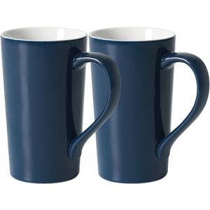 20 OZ Simple Pure Blue Mug (Set of 2) Plain Large Tall Ceramic Milk Tea Coffee Mug with Handle as A Gift for Dad Mom Friends, 2pcs