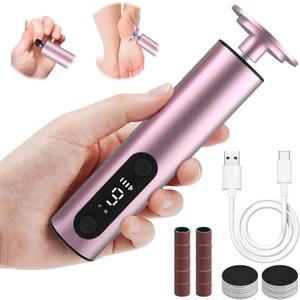 Electric Foot Callus Remover - 9-Speed Adjustable, Callus Remover for Feet with LED Display, Rechargeable & Wireless Pedicure Tools for Dead Skin (Pink)