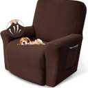 KEKUOU Recliner Chair Covers Lazy Boy Recliner Covers Stretch Couch Cover Slipcovers 1 Piece Furniture Protector with Elastic Bottom for Dog,Kids.(Recliner, Chocolate)