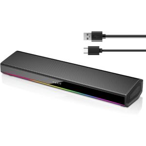 havit Computer Speakers for Desktop PC, Bluetooth 5.3 Pc Soundbar with Dynamic LED Light, HiFi Stereo, Poratble Bluetooth Speaker, Gaming Speakers for PC, Laptop,Tablet