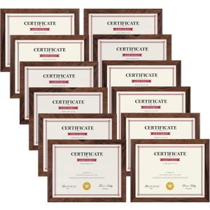Giftgarden 8.5x11 Picture Frame Brown Set of 12, Multi Rustic Walnut Wood-Color 8.5 x 11 Frames Bulk for Award Certificate Document Diploma, Wall or Tabletop Display