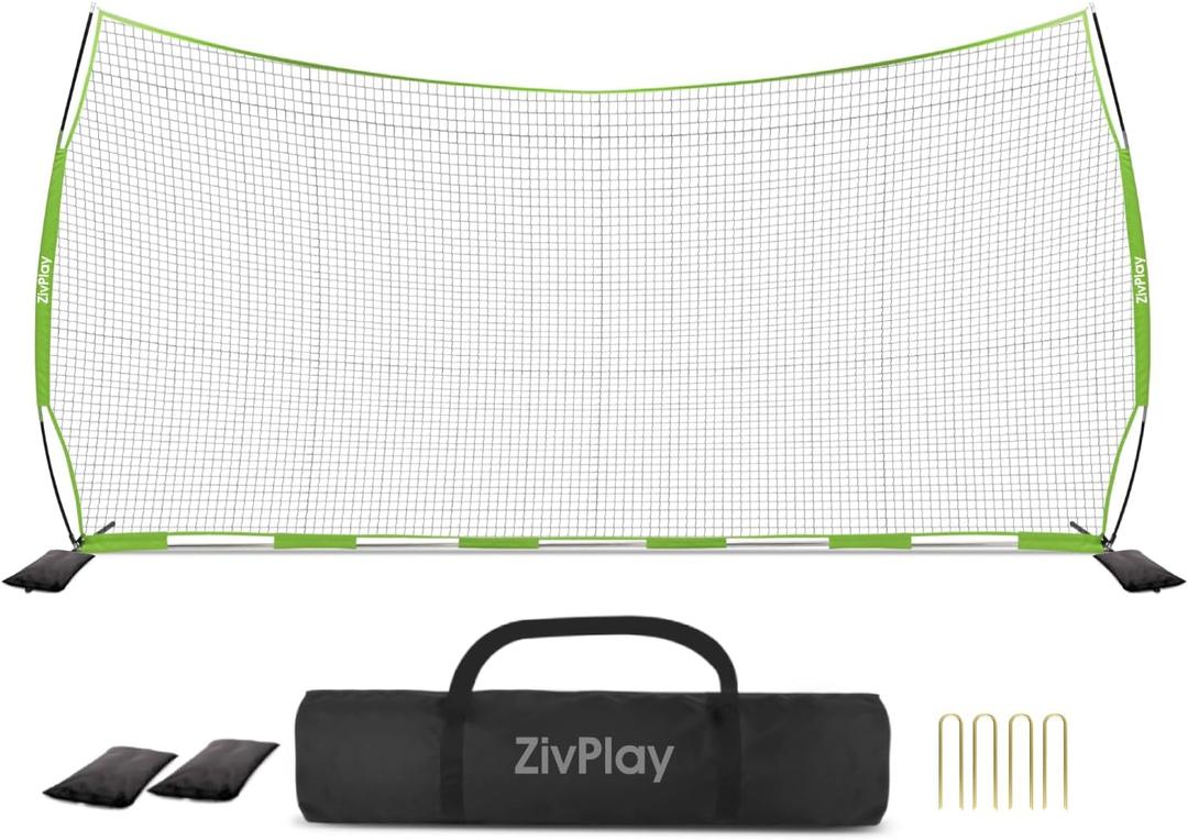Lacrosse Backstop Net Soccer Basketball Backstop Net for Backyard Sport Netting Barrier Ball Stop Net Includes Portable Carry Bag 2 Sand Bags 4 Ground Stakes