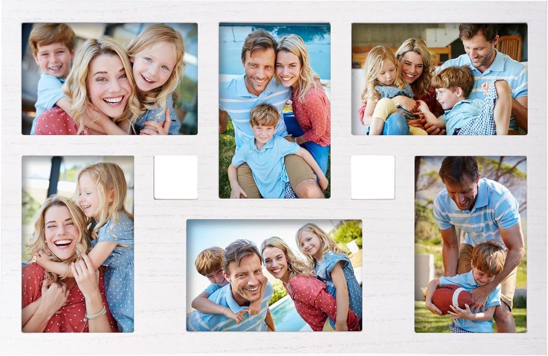 4x6 Collage Picture Frame Family Photos Display - 6 Openings Collage Picture Frame for Wall and Tabletop Display White Color Picture Frames Set Ideal for Home Decorating Family Gifts