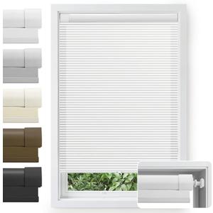 Cordless Cellular Shades, No Tools No Drill Light Filtering Honeycomb Shades Pleated Blinds for Windows Double Curved No-Pull Honeycomb Shade Semi-Blackout (White, 36" W x 48" H)