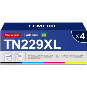 TN229XL TN229 High Yield Toner Cartridges Compatible Replacement for Brother MFC-L3720CDW MFC-L3780CDW HL-L3280CDW Printer, 4 Pack