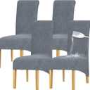 Lellen Waterproof Chair Covers Set of 4 - Stretch XL/Oversized Extra Large Dining Chairs Cover High Back Dining Room Chair Covers Oversized Chair Protect Chair Slipcovers（Dark Grey）