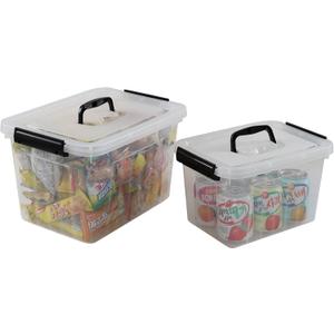 2 Packs Clear Storage Boxes with Lids, 12 Quarts & 6 Quarts Plastic Latching Bins Totes