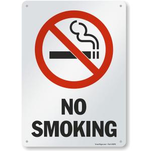 SmartSign Aluminum Sign, Legend "No Smoking" with Graphic, 14" high x 10" wide, Black/Red on White