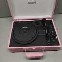 Portable Record Player with Bluetooth 3 Speed Turntable Built in Rechargeable Battery Vintage Suitcase Design with RCA Line Out and Aux in (Pure Pink)