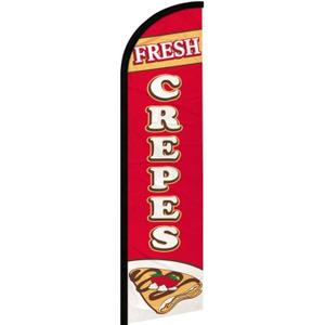 4 Less Co FRESH CREPES Windless Swooper Flag Feather Banner Sign 2.5x11.5 ft Tall Large (Flag Only) rf