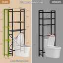 Over The Toilet Storage with Side Shelf, 7 Tier Bathroom Organizer Rack with Paper Holder, Hooks and Basket, Freestanding Above Toilet Shelf for Laundry, Quick Interlock Install (Vintage Brown)