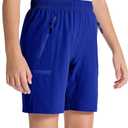 DEVOROPA Youth Boys Hiking Cargo Shorts Lightweight Quick Dry Athletic Running Workout Shorts Water Resistant Zip Pockets (L)