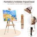 Foldable Easel for Painting: Adjustable Solid Pine Wood Portable Easel for Adults - Drawing Easel Stand with Carrying Bag & Features a Spacious Removable Tray Holds Canvas up to 25", 24.4 inches