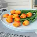 WeTop 30pcs Real Touch Tulips PU Artificial Flowers, Fake Tulips Flowers for Arrangement Wedding Party Easter Spring Fall Home Dining Room Office Decoration. (Orange, 14" Tall)