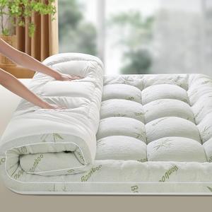 LIANLAM Mattress Topper King Size - 1500GSM 3D+7D Down Alternative Fill 3 in Pillow Top Mattress Pad, Viscose Made from Bamboo Cover, Extra Firm for Back Pain, 6"-18" Deep Pocket (78"x80")