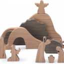 12 Pcs Easter Resurrection Scene Set Wooden Religious Jesus Nativity Scene Decorations Wood Christian Empty Tomb Cross Figures Table Decor for Easter Home Office Crafts Tabletop Decorations