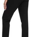 Women's High Waisted Dress Pants Straight Leg Business Trousers with Pockets Stretch Fabric for Office Work Casual (Black)