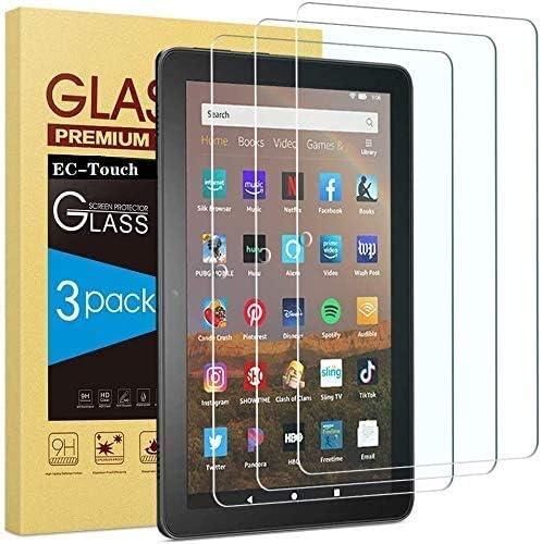 EC-Touch 3-Pack Screen Protector for Fire HD 8 (Only 2018/2017 Release,8th/7th Generation) 9H Hardness Clear Anti-Scratch Bubble Free Tempered Glass,Not fit Amazon Kindle Fire HD8 2020(Clear)