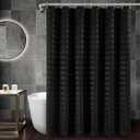 PANGSINNE Shower Curtain Black Stripes Woven 230GSM Heavy Duty Weighted Fabric Shower Curtains, Hotel Quality Luxury Polyester Water Repellent Bathroom Curtain with 12 Hooks, 72Wx78H