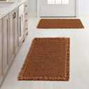 MIULEE Set of 2 Waffle Bathroom Rugs, Terracotta Boho Bath Rugs Non Slip Washable, Super Absorbent Bath Mats, Ultra Soft Rubber Backed Shower Mats for Bathroom Floor, Tub, Caramel, 17x24 Inch
