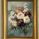 YD&YZY Gold Framed Vintage Wall Art Canvas Still Life Sage Green Flower Farmhouse Print Moody Floral Wall Decor Rustic Cottagecor Painting Picture Print for Dining Room Bedroom 8x10 inch Small Framed