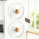 Magnetic Pot Lid Holder for Refrigerator, 2 Pack Strong Magnetic Pot Lid Organizer for Cutting Board, Baking Tray & Pan Covers, Stainless Steel Moveable Kitchen Storage Rack-White