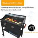 Adjustable Wind Screen and Griddle Warming Rack Set for 22' to 28' Griddle with Rear Grease, Black, Metal